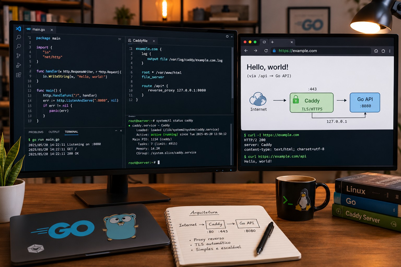 Subindo uma API via proxy reverso com Caddyserver e Go