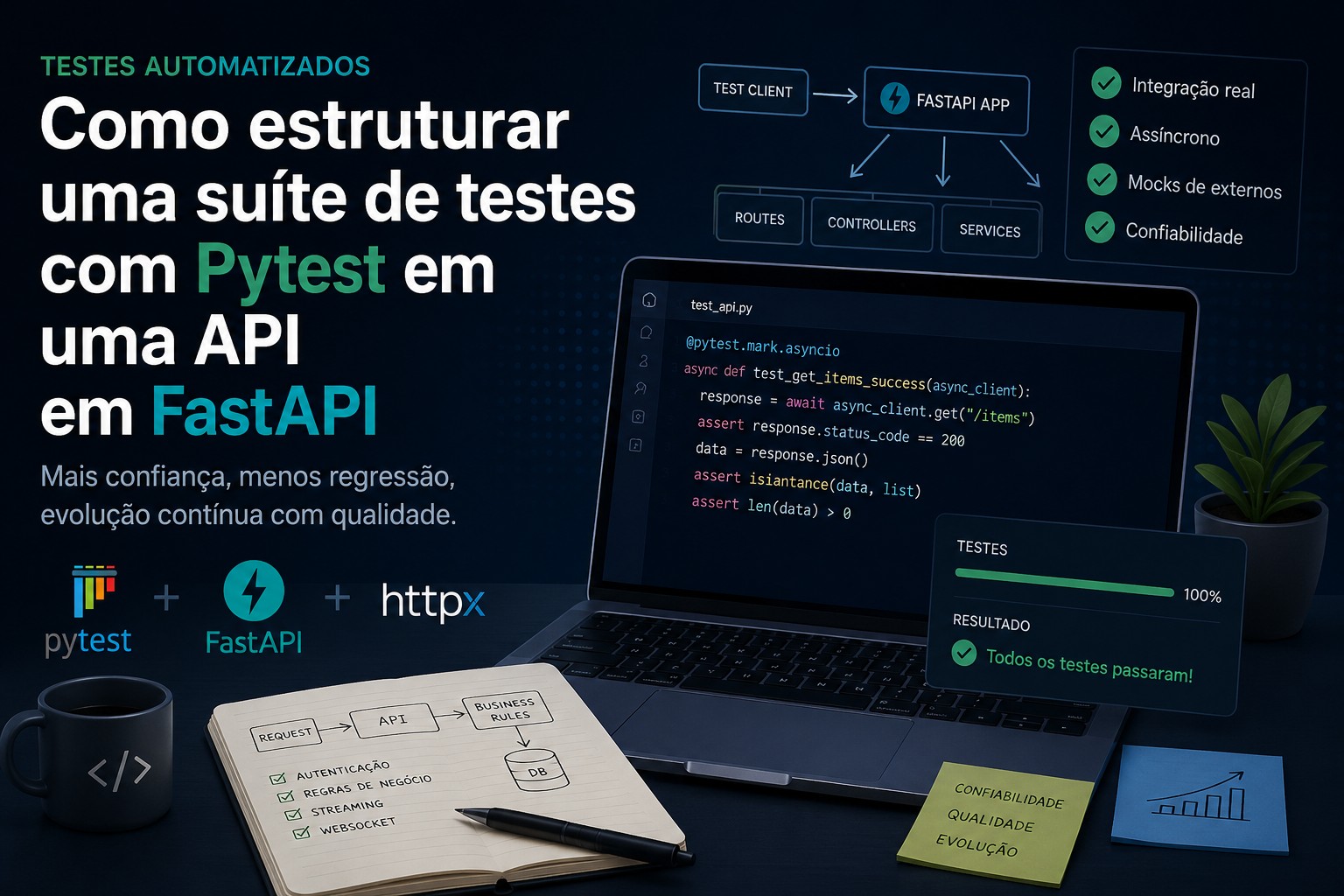 Como estruturar uma suíte de testes com Pytest em uma API FastAPI