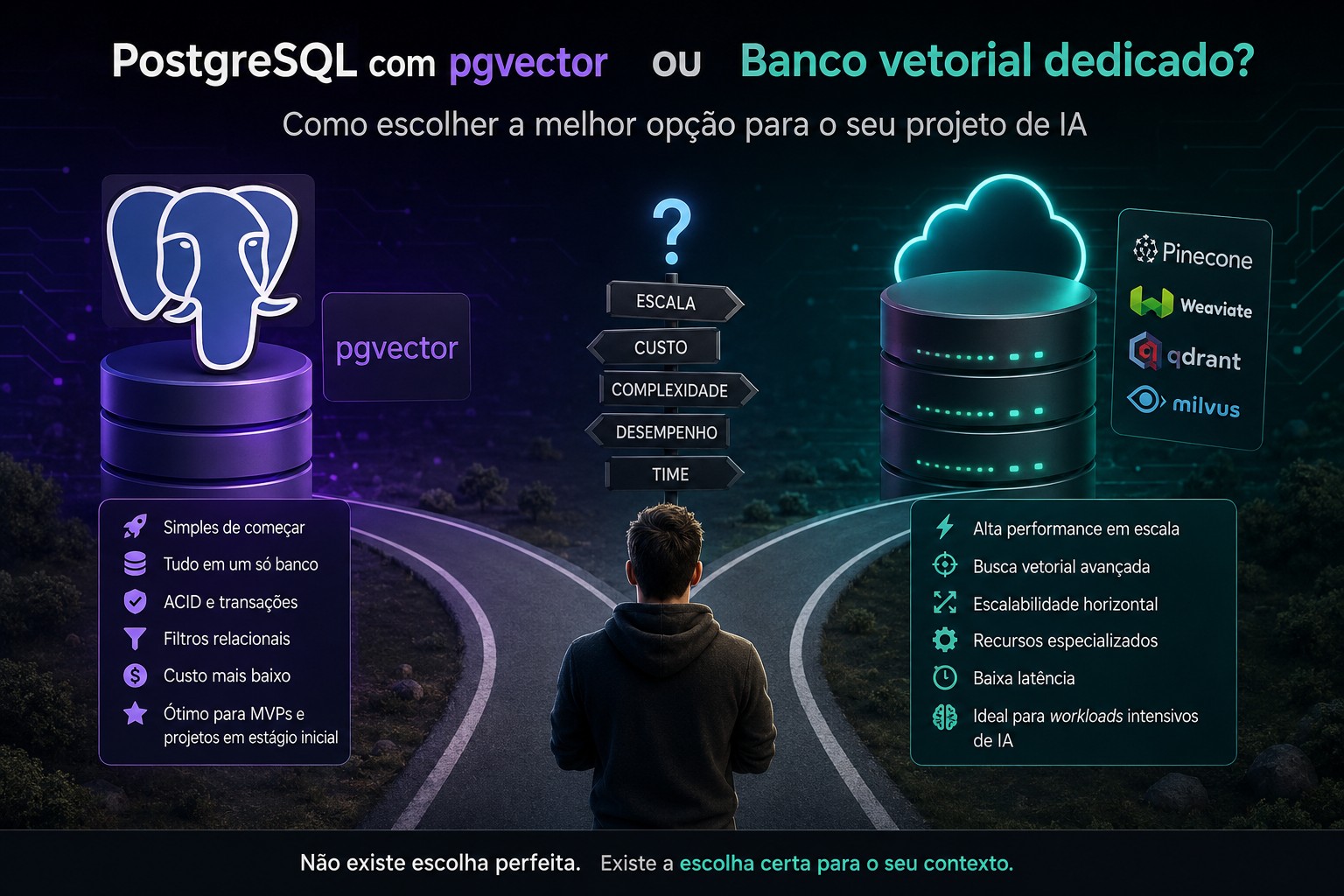 PostgreSQL com pgvector ou banco vetorial dedicado? A decisão que muita gente toma cedo demais em projetos de IA
